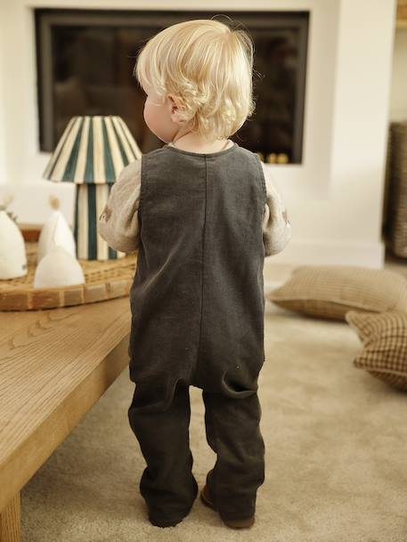 Corduroy sleepsuit for babies anthracite 