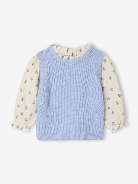 2-in-1 Jumper for Babies ecru+rosy+sky blue 