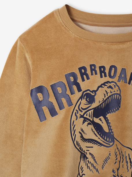 Pack of 2 Dino Velour Pyjamas for Boys caramel 