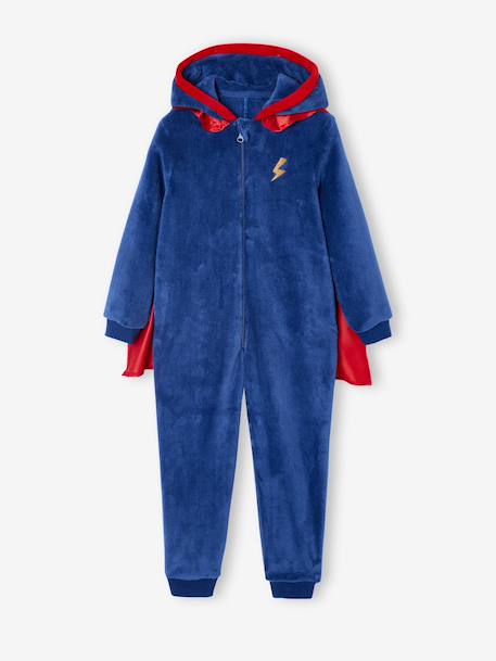 Superhero sleepsuit pyjamas: detachable cape + mask royal blue 