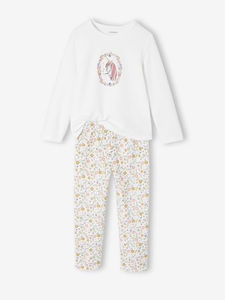Pack of 2 Unicorn Velour Pyjamas for Girls ecru 