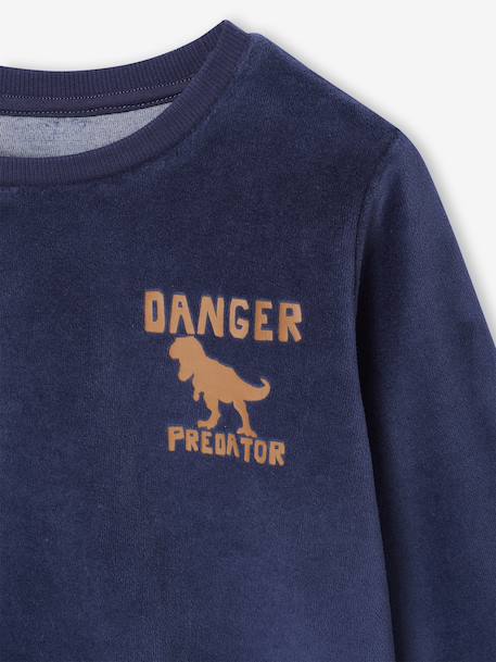 Pack of 2 Dino Velour Pyjamas for Boys caramel 