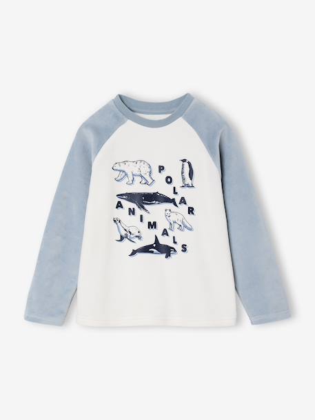 Pack of 2 'Polar Animal' Velour Pyjamas for Boys sky blue 