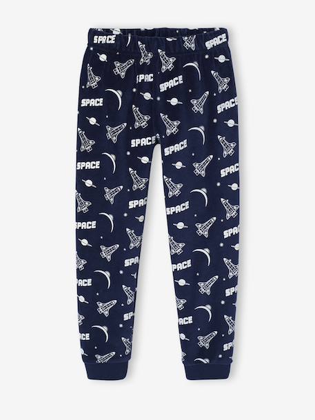 Velour Pyjamas with Printed Rocket for Boys navy blue 