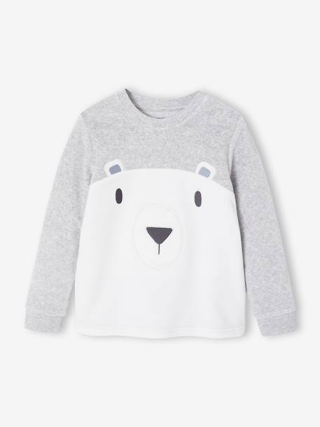 Velour Bear Pyjamas for Boys marl grey 