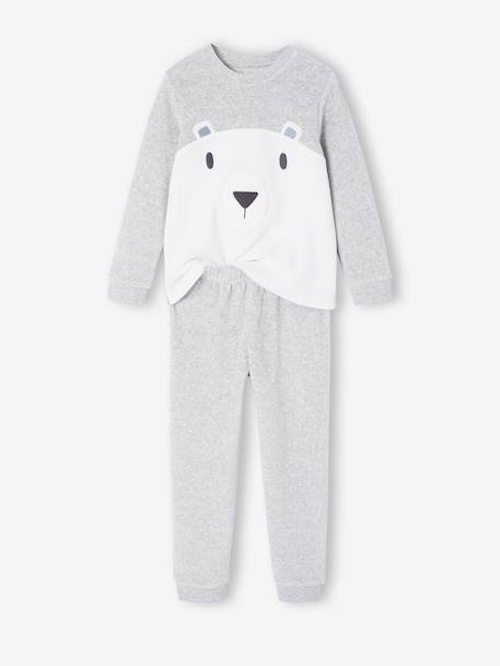 Velour Bear Pyjamas for Boys marl grey 