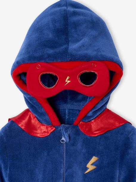 Superhero sleepsuit pyjamas: detachable cape + mask royal blue 