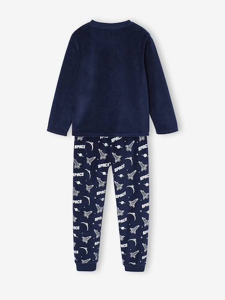 Velour Pyjamas with Printed Rocket for Boys navy blue 