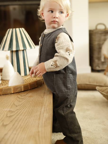 Corduroy sleepsuit for babies anthracite 