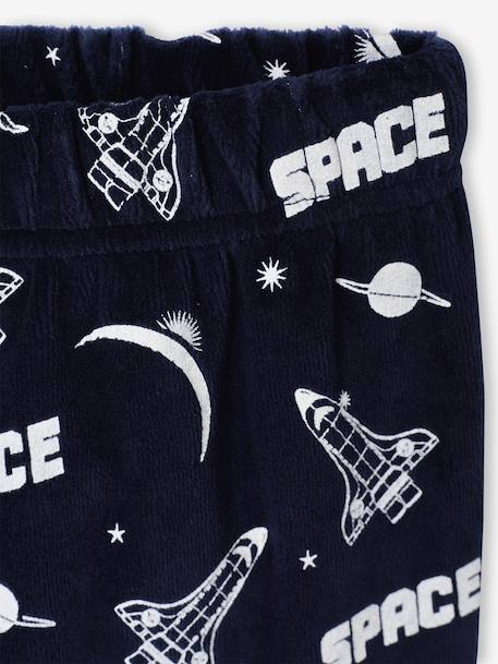 Velour Pyjamas with Printed Rocket for Boys navy blue 