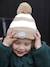 Striped Peruvian beanie, snood and mittens set for babies striped beige 