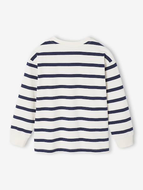 Striped Long-Sleeved T-Shirt for Boys bordeaux red+ecru+night blue 