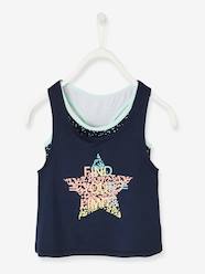 Girls-Tops-T-Shirts-2-in-1 Effect, Sports Singlet