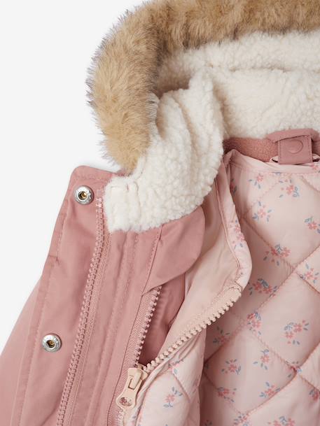 Parka + lightweight jacket 3-in-1 for babies old rose+olive 