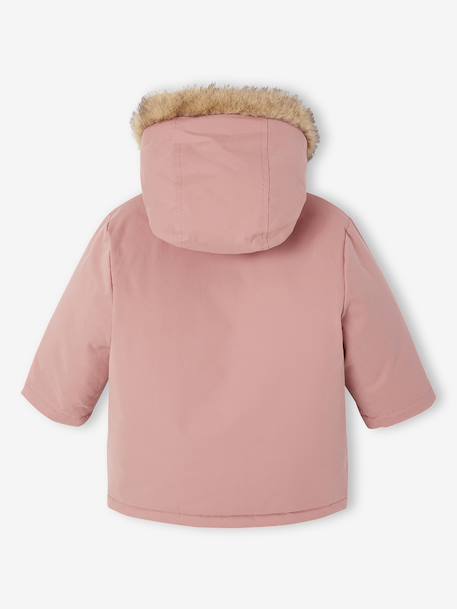 Parka + lightweight jacket 3-in-1 for babies old rose+olive 