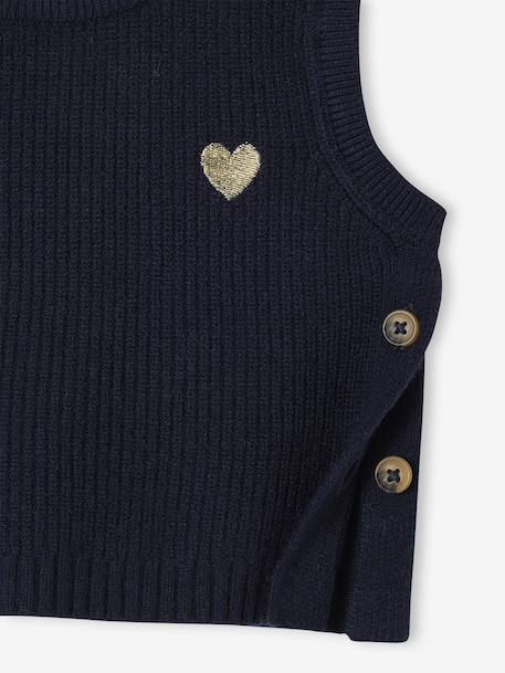 Sleeveless jumper for babies ecru+navy blue+rosy 