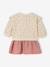 Two-fabric long-sleeved dress old rose 