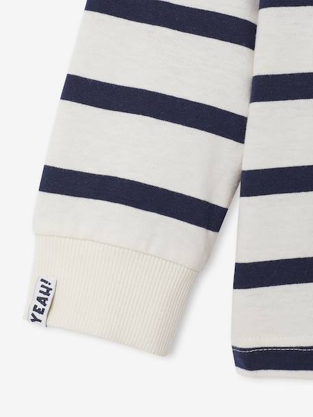 Striped Long-Sleeved T-Shirt for Boys bordeaux red+ecru+night blue 