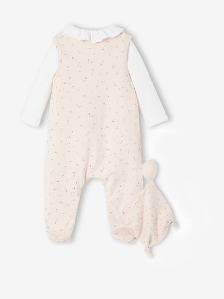 3-Piece Set for Newborns: Jumpsuit + Bodysuit + Comforter aqua green+rose 