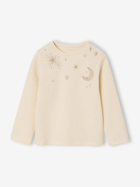 Girl's t-shirt with sparkly stars vanilla 