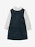 Velvet pinafore dress and cotton muslin blouse set for girls petrol blue 