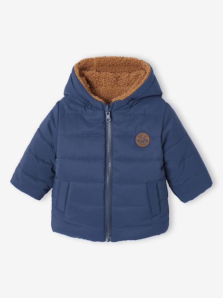 Reversible Hooded Lightweight Jacket for Girls navy blue 