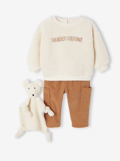 Baby sweatshirt + trouser + comforter set caramel 