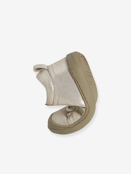Soft Leather Ankle Boots for Baby Girls, Designed for Crawling Gold 