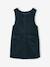 Velvet pinafore dress and cotton muslin blouse set for girls petrol blue 