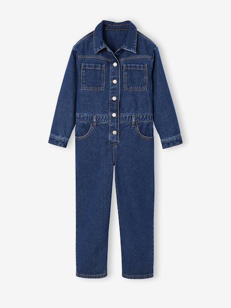 Denim Worker-Style Jumpsuit for Girls medium blue 