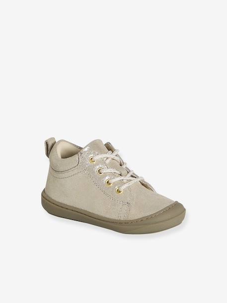 Soft Leather Ankle Boots for Baby Girls, Designed for Crawling Gold 