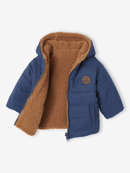 Reversible Hooded Lightweight Jacket for Girls navy blue 