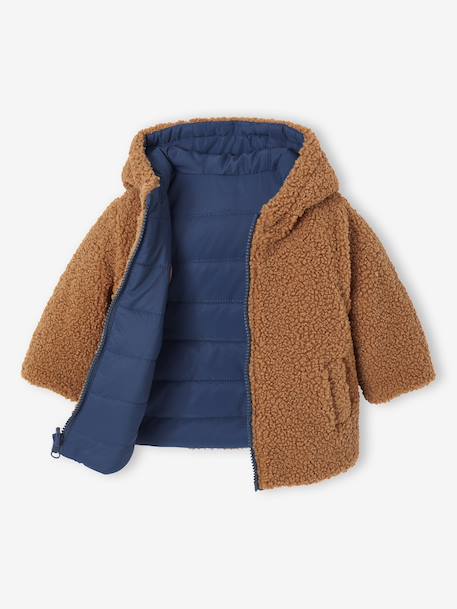 Reversible Hooded Lightweight Jacket for Girls navy blue 