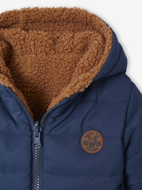 Reversible Hooded Lightweight Jacket for Girls navy blue 