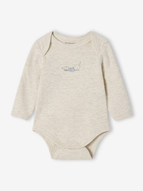 Pack of 3 Bodysuits with Cut-Away Shoulders, for Newborns marl beige 
