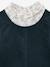 Velvet pinafore dress and cotton muslin blouse set for girls petrol blue 