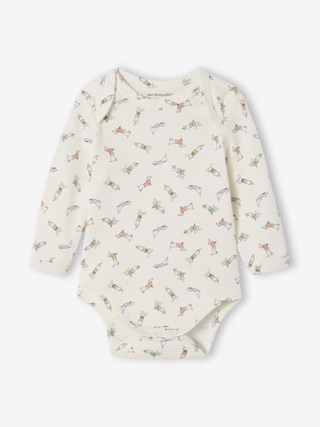Pack of 3 Bodysuits with Cut-Away Shoulders, for Newborns marl beige 