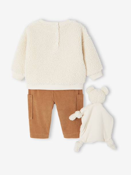 Baby sweatshirt + trouser + comforter set caramel 