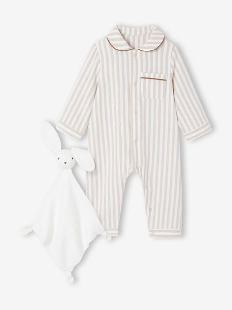 Sleepsuit set in flannel + comforter beige 