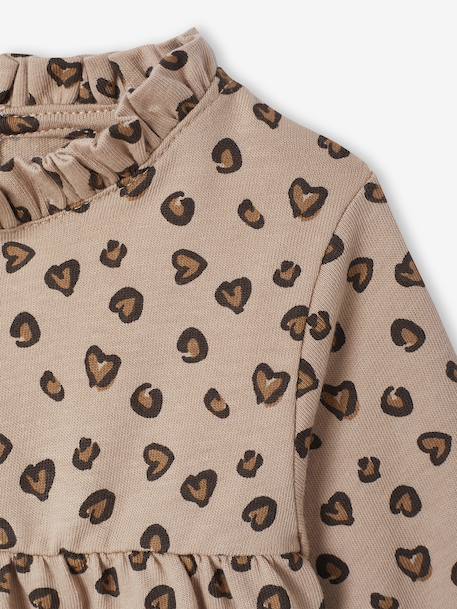 Printed long-sleeved baby t-shirt taupe 