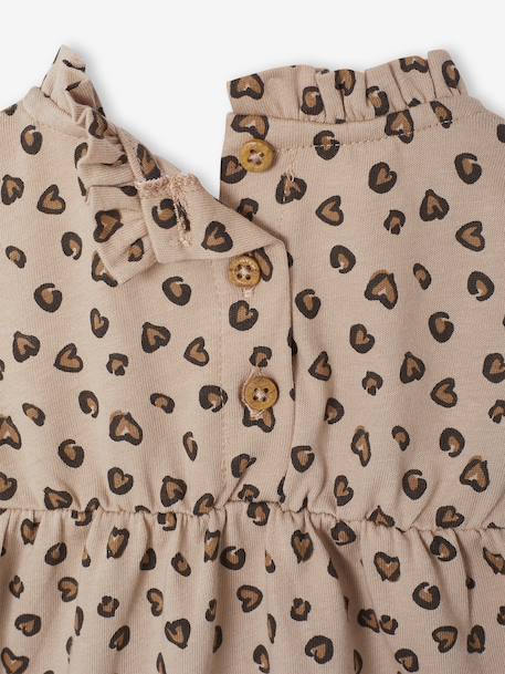 Printed long-sleeved baby t-shirt taupe 