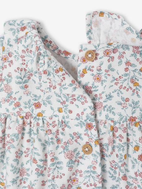 Newborn Set: Flower Print Dress + Tights ecru 