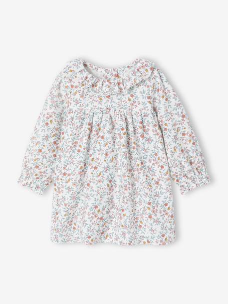 Newborn Set: Flower Print Dress + Tights ecru 