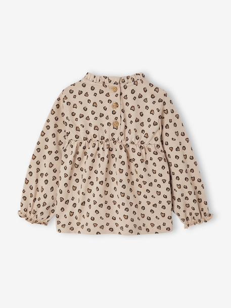 Printed long-sleeved baby t-shirt taupe 