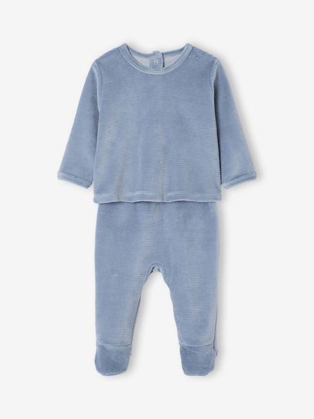 Pack of Two 2-Piece Velour Pyjamas for Newborns ecru 