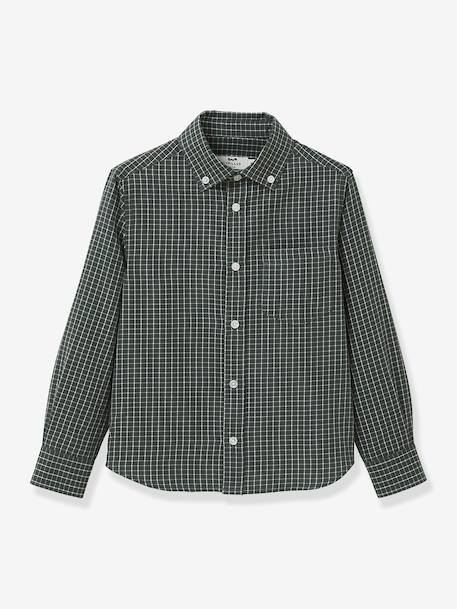 Gingham Flannel Shirt for Girls, CYRILLUS green 