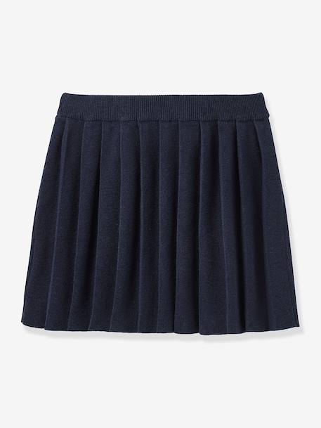 Girl's knitted pleated skirt CYRILLUS navy blue 