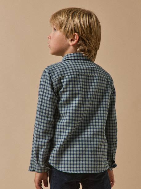 Boy's gingham flannel shirt CYRILLUS green 