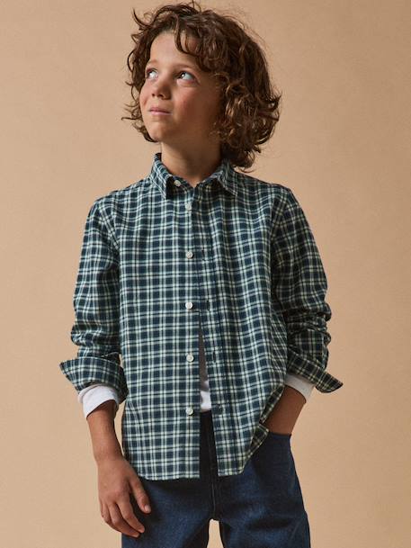 Boy's CYRILLUS brushed cotton shirt blue 
