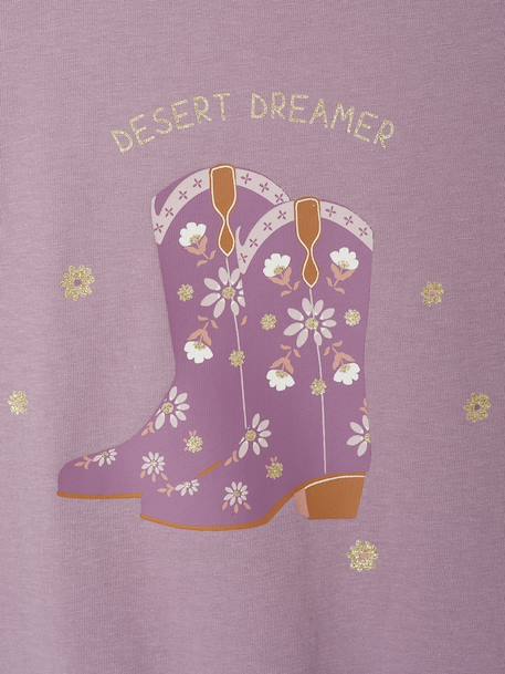 Long-Sleeved Fringed T-Shirt for Girls mauve 